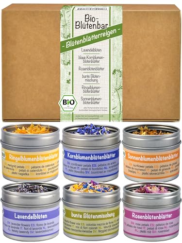 direct&friendly | 6er Bio Blüten-Geschenkset | farbenfrohe Bio Blütenblätter und Bunte...
