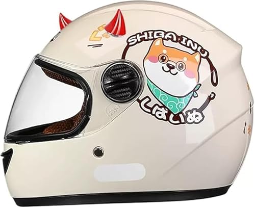 Casco integral de moto para niños, casco scooter homologado ECE con visera solar y bufanda extraíble, casco scooter para niños y niñas de 3 a 12 años M,48-55CM