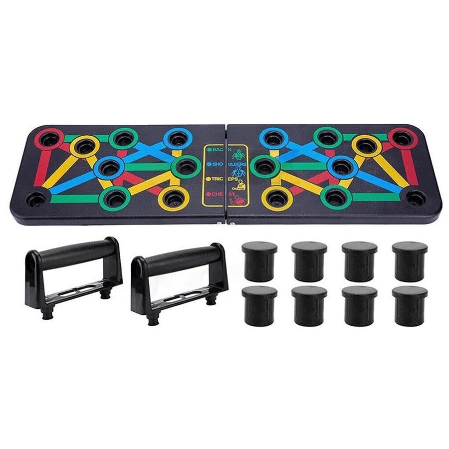 Push Up Board, Foldable Calisthenics Stand with Colour-Coded Hand Positions for Chest, Triceps, Shoulders and Back-image-39