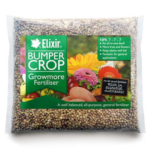 Elixir Gardens Bumper Crop Growmore Fertiliser NPK 7-7-7 | Various quantities available (from 500g to 25kg) | 10kg, Supplied in Polythene Bag | Treats 200sqm