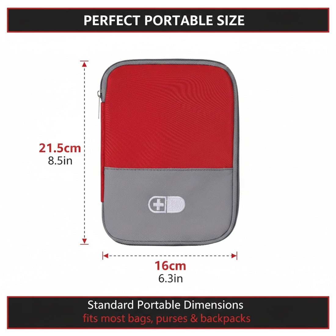 1 Pezzi Borsa Medicia Mini, Kit Pronto Soccorso Viaggio, Impermeabili, Portamedicine Viaggio, Facile da Trasportare, Borsa Medica Vuota per Casa, Auto, Escursioni, Campeggio (Rosso)