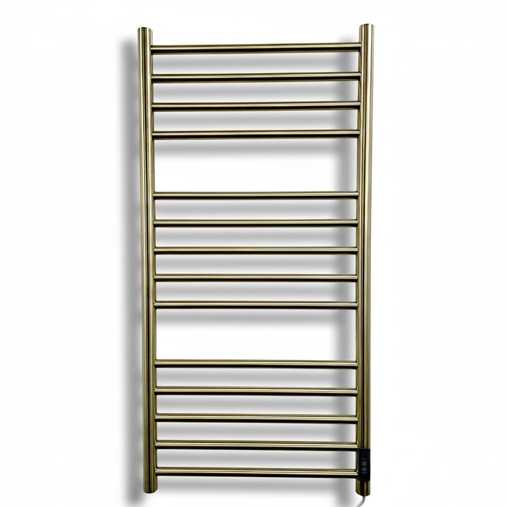 Manissa Siena Brushed Brass Electric Heated Towel Rail 500mm W x 1000mm H