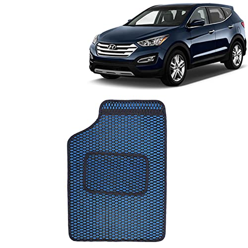 Image of Kingsway Dotted Design Car Floor Foot Mats Universal Fit for Hyundai Santa Fe, Model Year : 2013-2017, Water and Dustproof, Color Blue, Set of 5 Pieces