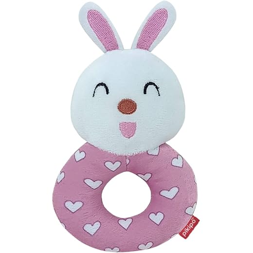 Pikipo Plush Bunny Face Rattle Soft Toy