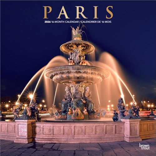 Paris | 2026 12 x 24 Inch (Hanging) Monthly Square Wall Calendar | Foil Stamped Cover | English/French Bilingual | Plastic-Free | BrownTrout | Scenic Travel Europe France - image 1