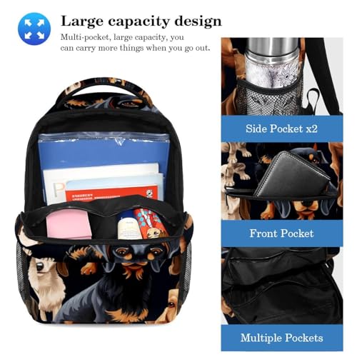 Sac d'école teckel multicolore imprimé haute définition avec trousse compacte - 3