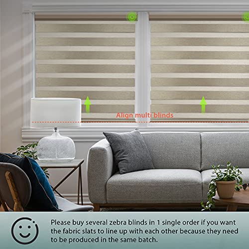 Yoolax Motorized Zebra Blinds Works With Alexa, Light Filtering Day And Night Dual Layer Sheer Blinds Customized Size, Privacy Light Control Horizontal Window Blind For Home Office (Luxury Coffee) #TOP1