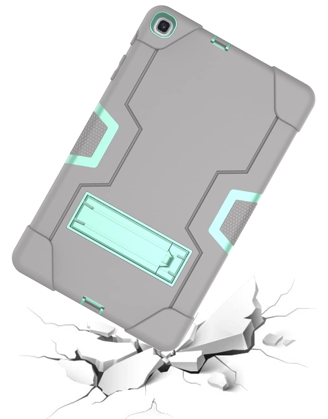 Funda de Silicona para Samsung Tab A 8.4 (2020) T307 con función Atril, híbrida Dura de Tres Capas (Gris + Aguamarina)