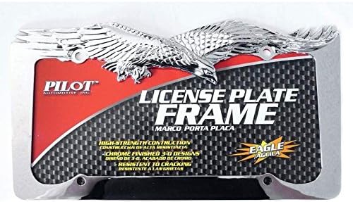 Chromed 3D Eagle Hawk License Plate Frame Die Cast Zinc Triple Chrome Plating Auto Car Truck SUV by Pilot Auto