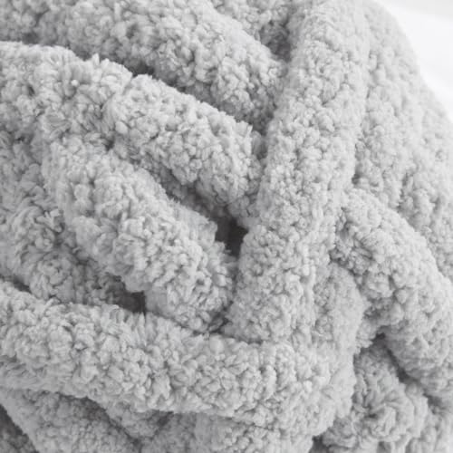 HOMBYS Smoke Gray Chunky Chenille Yarn for Crocheting, Bulky Thick Fluffy Yarn for Knitting,Super Bulky Chunky Yarn for Hand Knitting Blanket, Soft Plush Yarn, 8 Jumbo Pack (27 yds,8 oz Each Skein) by HOMBYS - Image 9
