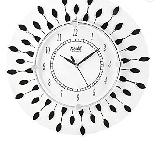 Image of Ajanta Glass Handpainted Analog Wall Clock (White, 30.48 cm X 30.48 cm)