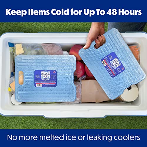 Cooler Shock Ice Packs For Cooler - 3 Reusable, Long Lasting, Cold Freezer Packs For Coolers, Lunch Bags & Totes To Keep Food Fresh - Clear #TOP2
