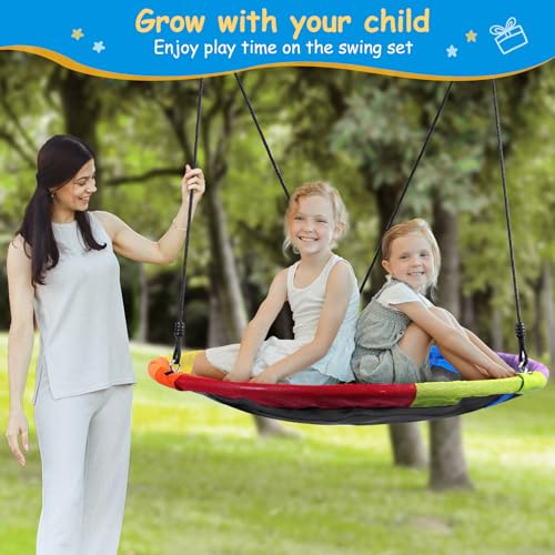 Lunafun YCSW007-20220818 45 Inch Saucer Swing For Kids, 440Lbs Adjustable Swing Set For Backyard Or Outdoor Playground,Heavy-Duty A-Frame Metal Outdoor Stand thumb #1