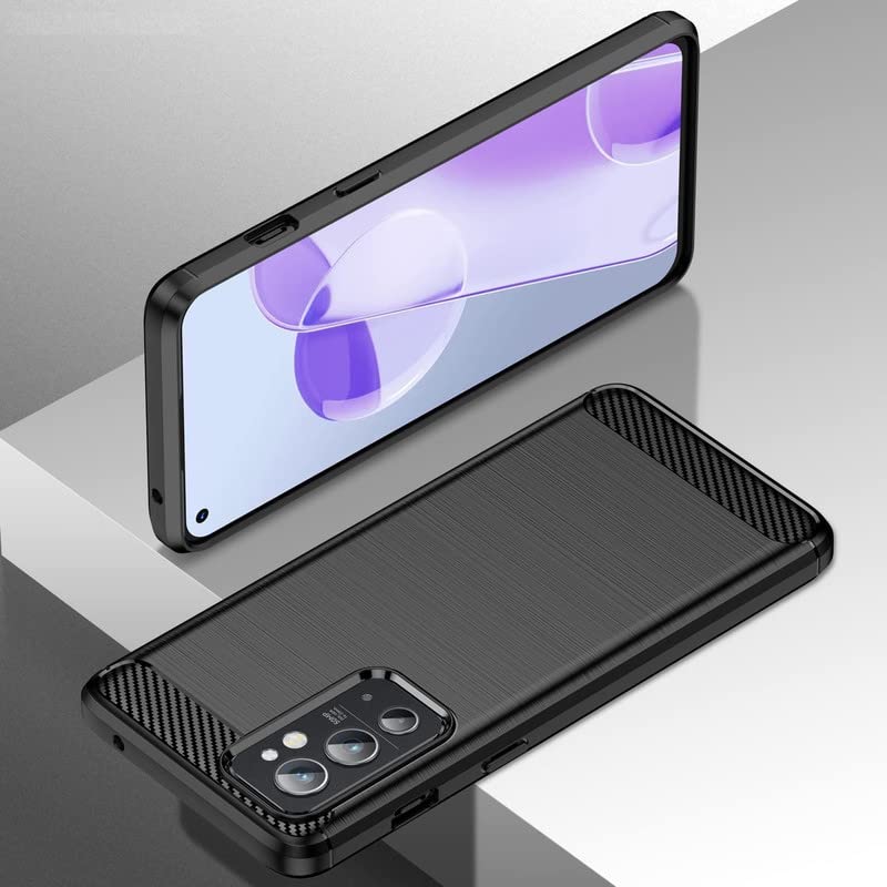 Image of NPRC Hybrid Ultra Slim Protective Case TPU Non-Slip Carbon Fiber Texture Shockproof Case Cover for Oneplus 9RT - Black