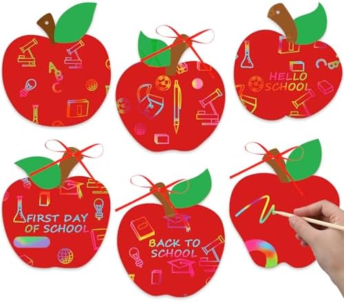 Woanger 60 Sets Apple Crafts Fall Apple Scratch Paper Craft Art R...