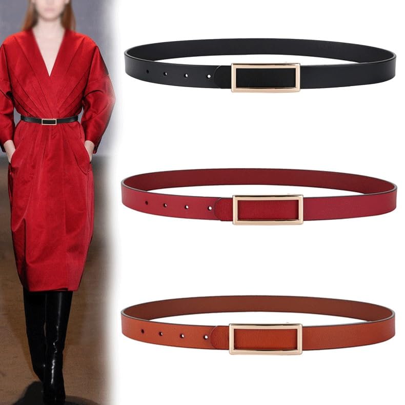 Women's Leather Belt Versatile Leather Belt Matching Skirt Suit Casual Decoration Jeans Belt for Women(Orange)2