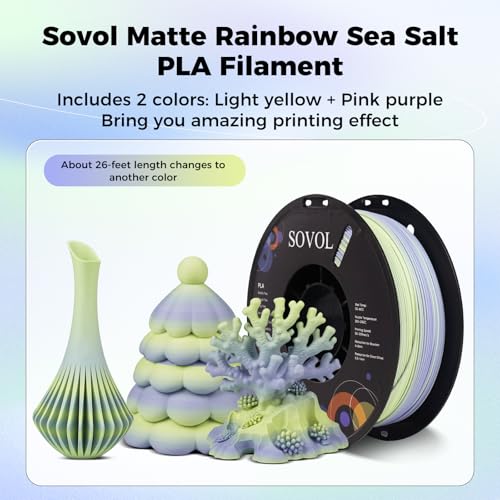 Image of Sovol 3D Printer Matte Multicolored Fast Change Rainbow PLA 1kg (2.2 lbs) Spool 3D Printing Materials, Dimensional Accuracy + /- 0.03 mm, 1.75 mm, Matte Sea Salt