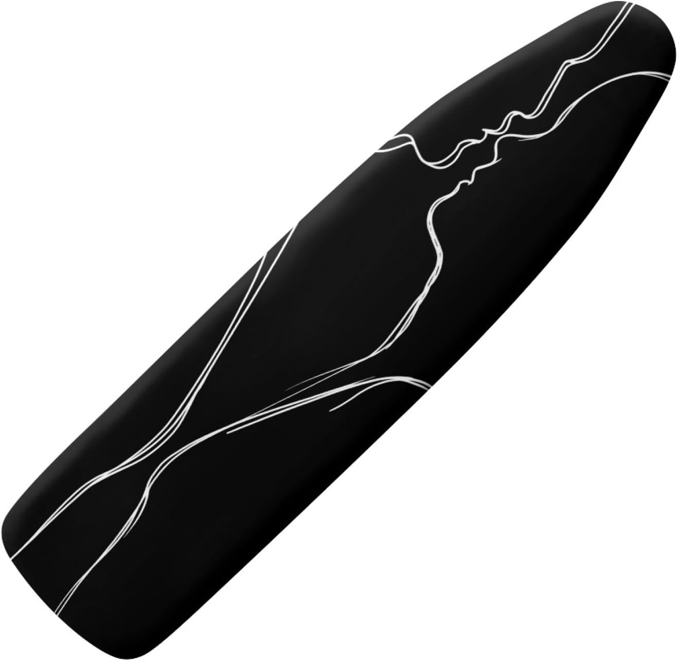 Large Ironing Board Cover and Pad 59x19 Lines Black White Iron Table Cover with Padding,Extra Wide,Resist Scorching and Staining,Heatproof,Adjustable Fastener Durable Stain