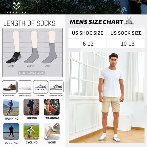 Heatuff Men'S Athletic Ankle Socks Moisture Wicking Cushion Sports Running Low Cut Sock thumb #5