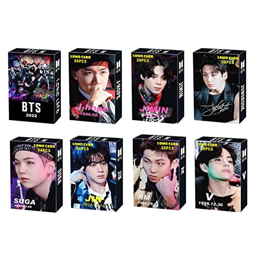 ZHENGGE 8 Pack/240 Pcs BTS Lomo Card Kpop Bangtan Boys Photocards Greeting Card with Postcards Box