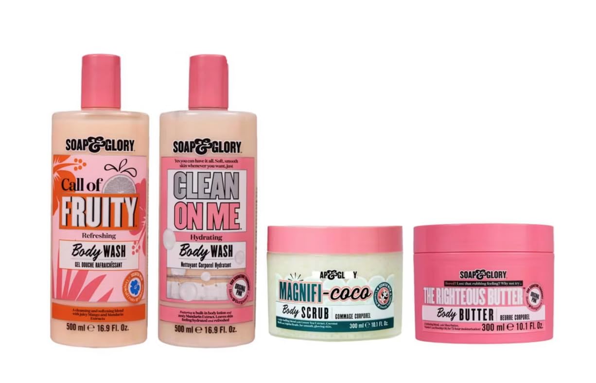 Soap and Body Glory Scent From The Stars - Set regalo da 4 pezzi con borsa per il bagno, scrub e burro, set regalo con stella rosa
