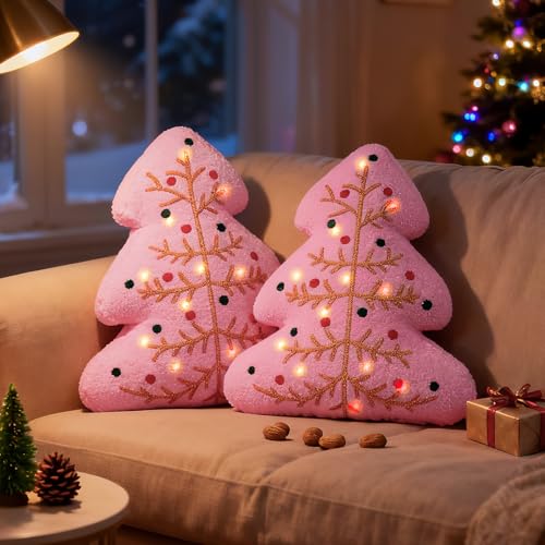 Lanpn 2 Stück LED Weihnachtsbaum Kissen Weihnachtskissen, Weihnachts...