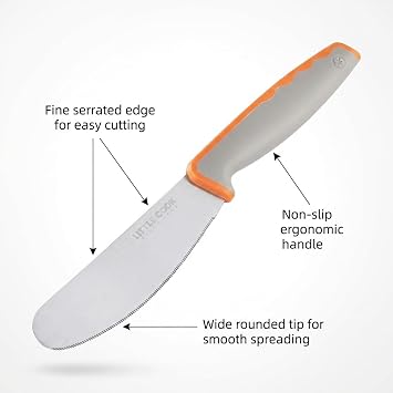 Butter Knife Spreader, Little Cook 4.7 Inch Sandwich Butter Spreader Knife, Stainless Steel Spreaders for Food with Serrated Edge , Great for Butter, Cheese, Peanut, Sandwhich, Jam, Dishwasher Safe