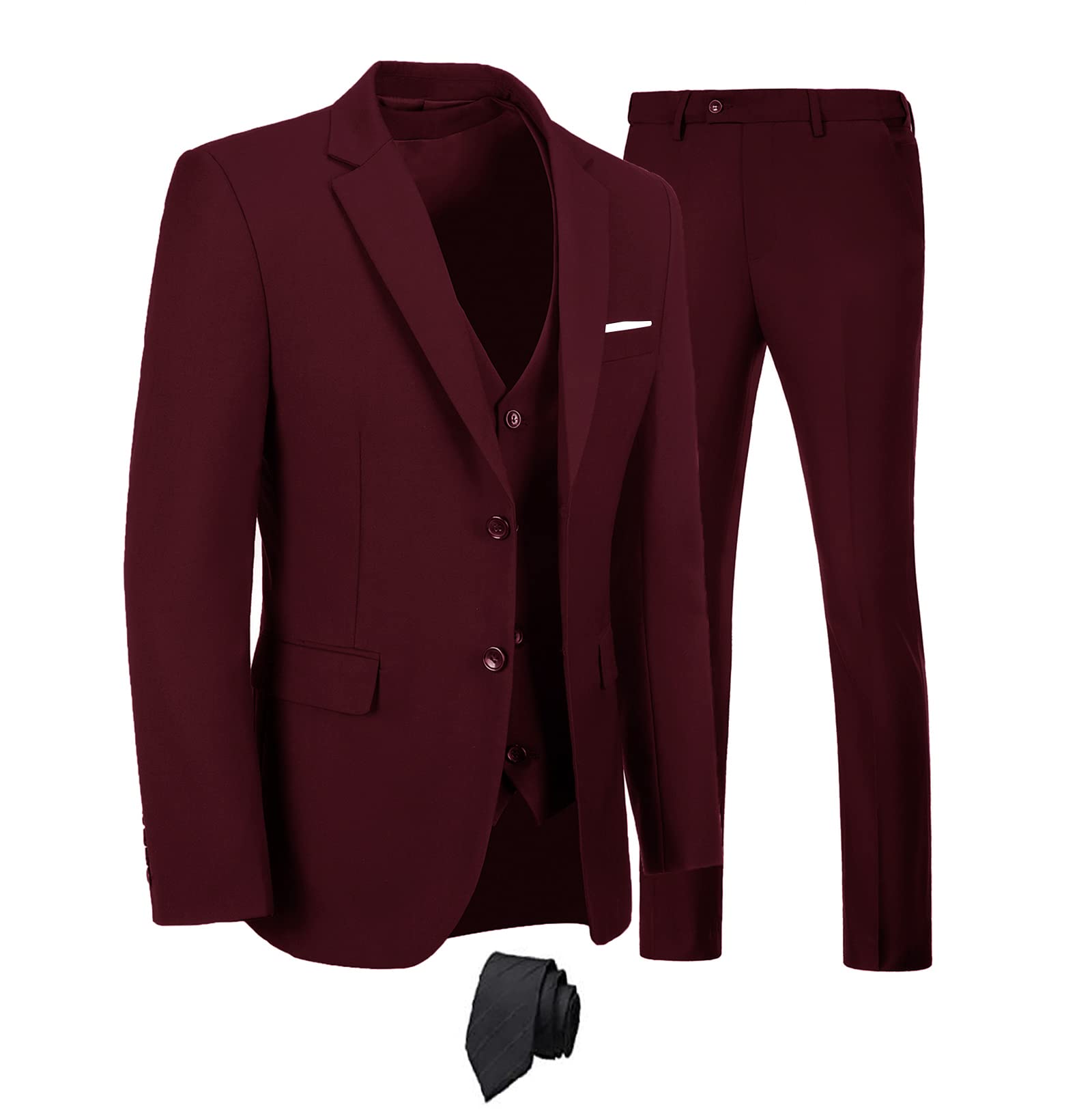 Furuyal Mens Suits 3 Piece Slim Fit Suit Set Formal Wedding Business Tuxedo