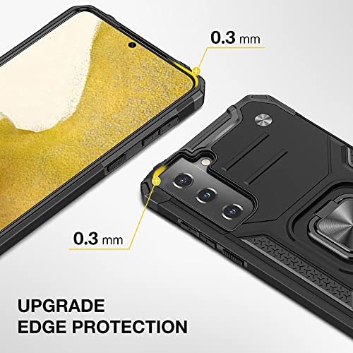 Vakoo Stand-Series Samsung Galaxy S22 Case, Heavy Duty Shockproof Phone Case with Metal Ring Kickstand Cover for Samsung Galaxy S22 5G (6.1-Inch) - Black