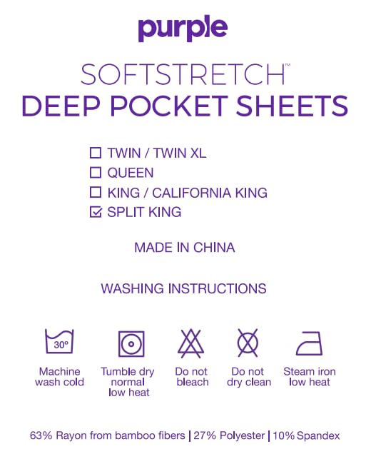 Image of Purple SoftStretch Sheet Set, Split King, Cooling Rayon Blend Bed Sheets | Stretchy and Breathable, Moisture-Wicking, Designed for Your Purple Mattress, Fitted Sheet, Soft and Durable