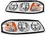 DWVO Headlight Assembly Compatible with 2000-2005 Chevy Impala Chrome Housing Amber Reflector