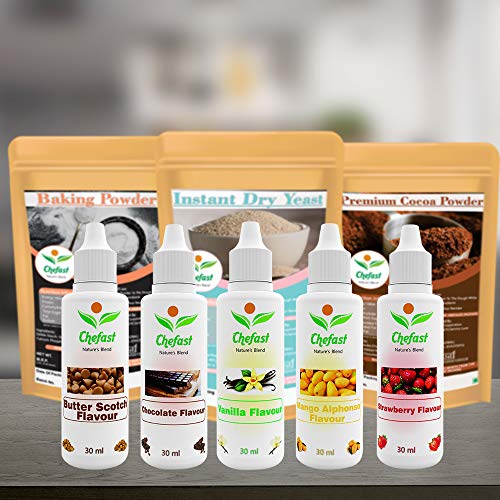 Image of Chefast Pack of 4 Baking Essence Flavour of Chocolate, Saffron, Red Velvet, Pineapple Fresh for Cake, Ice-Cream, Milkshakes- 30ML (Use 2-3 Drops for 250 Grm Cake)This is Flavour only, Not a Color