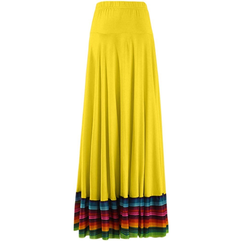 Gonna Danza Folcloristica Gonna Lunga Messicana Costume Spettacolo Spagnolo per Danza Popolare Messicana del Ventre Flamenco