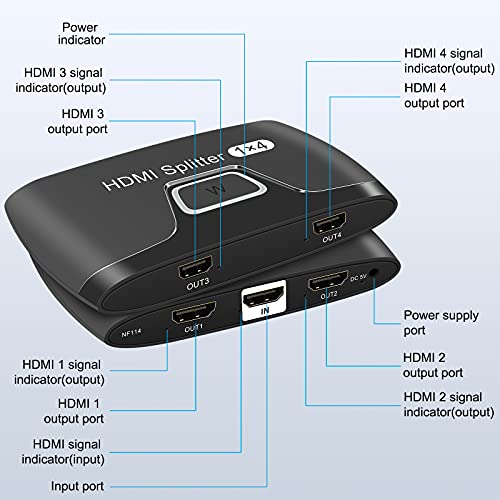 Splitter HDMI 4K Wiistar à 4 ports pour diffuser simultanément un flux 3D Full HD