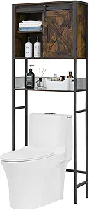 GAOMON The Toilet Storage Cabinet, Bathroom Organizer with Sliding Doors, Adjustable Shelf for Bathroom,Restroom,Laundry, Brown