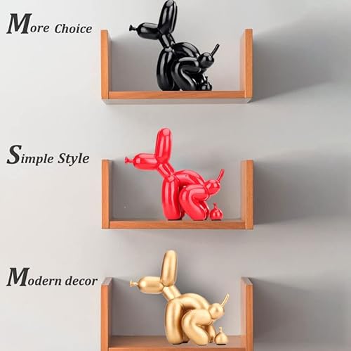 Qianling Creative Funny White Pooping Balloon Dog Sculpture, Modern Art Squat Balloon Dog Animal Decor Statue,Apply To Indoor Living Room Farmhouse Bedroom Office Cabinet Wood Shelf Closet Decor #TOP6