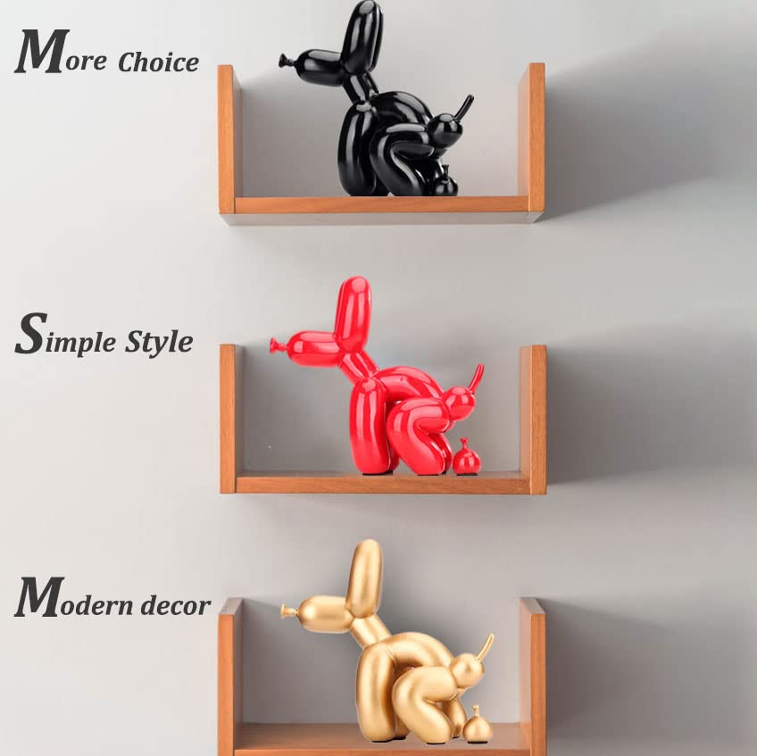 Statue Chien En Ballon Caca Résine Dorée - Déco Moderne Salon, Bureau - Sculpture Humour - 6