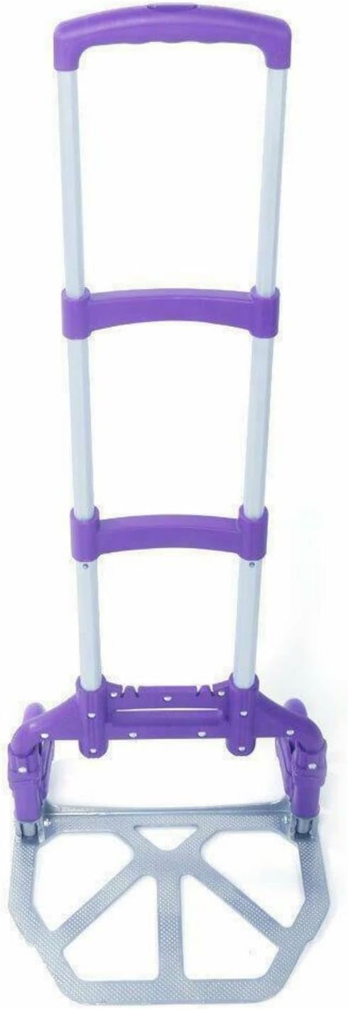 Folding Hand Truck Aluminum Portable Folding Hand Cart 165lbs Capacity Hand Cart and Dolly Ideal for Home, Auto, Office,Travel Use (Purple)