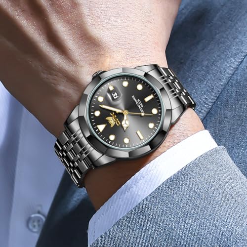 Image of OPK Watches for Men Diamond Roman Analog Mens Watches Waterproof Large Stainless Steel Men Wrist Watch Business Father Gift Watch Blue