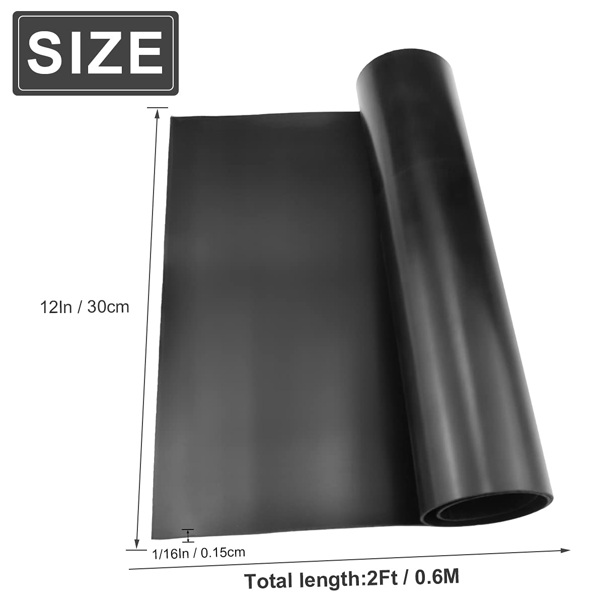 Rubberen strips, zelfklevend, 40 mm (B) x 2 mm (D) x 300 cm (L), neopreen rubberen mat, rubberen plaat, massief rubberen profiel, voor doe-het-zelf afdichtingen, afdekking, vloerbedekking, isolatie