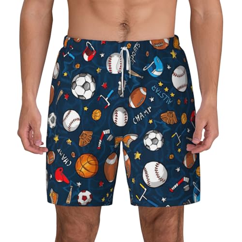 Sports Baseball Game Breathable Fit Trends Men's Swim Trunks Board Short with Waist Elastic Band Swimming Trunks