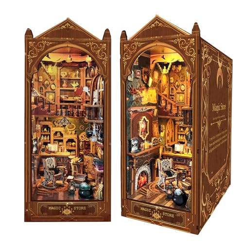 Magic Store Book Nook KitDollhouse Booknook Bookshelf Insert Decor Alley DIY Miniature House Kit Age 14+ with Led Light Crafts for Adults and Teens to Build-Creativity Model Gift