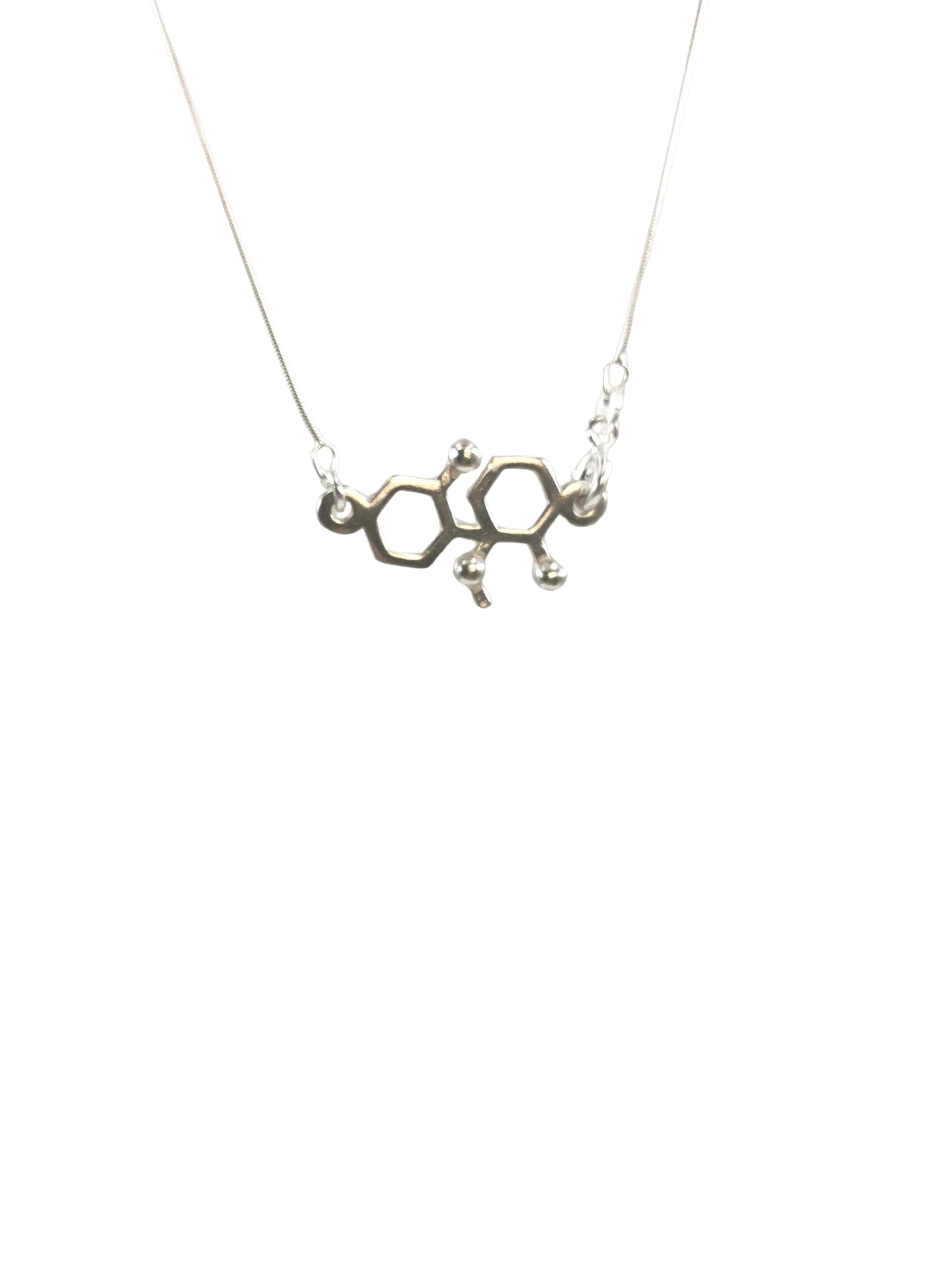 Collier molécule de kétamine en argent 925 pendentif de structure chimique - 2