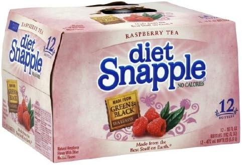Snapple Raspberry Diet Tea, 16 Fl Oz (Pack of 12)