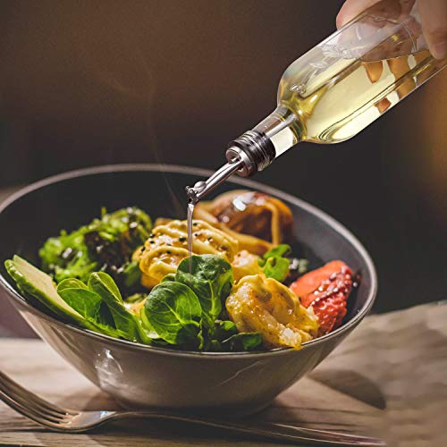 [2 Pack]Aozita 17 Oz Glass Olive Oil Dispenser Bottle Set - 500Ml Clear Oil & Vinegar Cruet Bottle With Pourers, Funnel And Labels - Olive Oil Carafe Decanter For Kitchen #TOP4