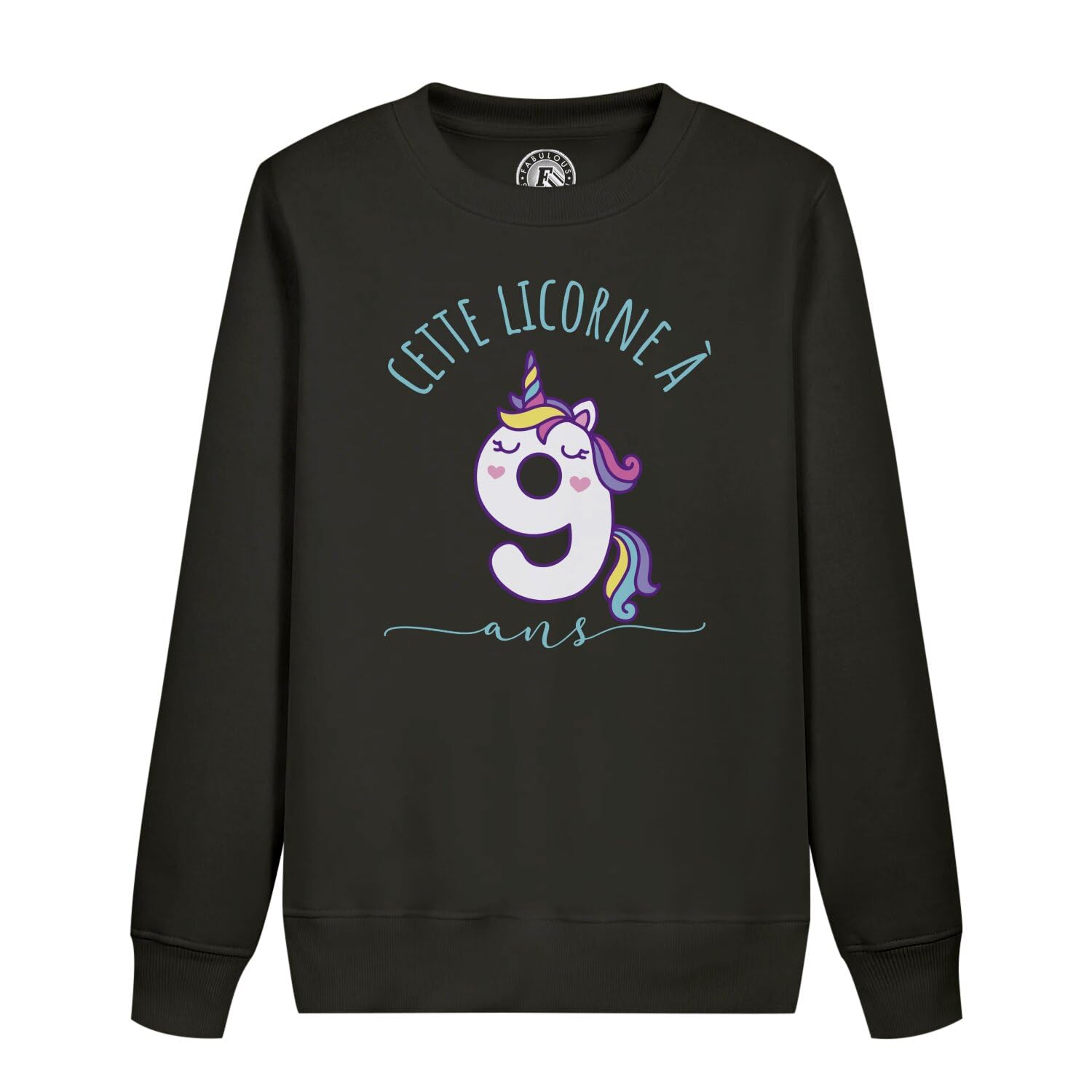Sweatshirt enfant licorne 9 ans anniversaire celebration