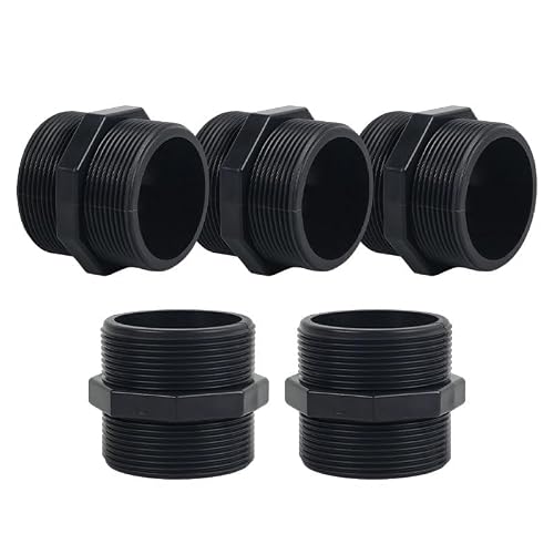 5 Pcs PVC Hex Nipple Pipe Fittings, BSP Male to Male Connectors for Swimming Pool, Greenhouse, Irrigation, and Household Water Pipe Connections