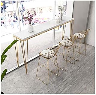YANGLY Kitchen Bar Table And 3 Stools Set Breakfast Dining Table Coffee Table Metal With Footrest (Color : White)