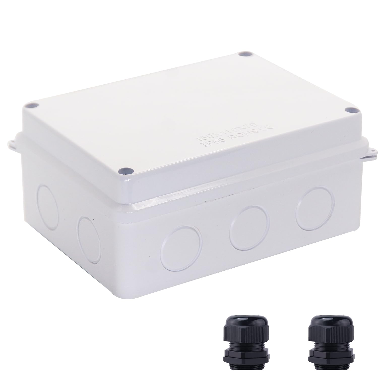 Junction Box Dustproof Waterproof IP65 ABS Plastic Electrical Boxes, Indoor & Outdoor Electrical Power Cord Enclosure Universal Project Box DIY Case White 5.9 x 4.3 x 2.8 inch(150x110x70mm)