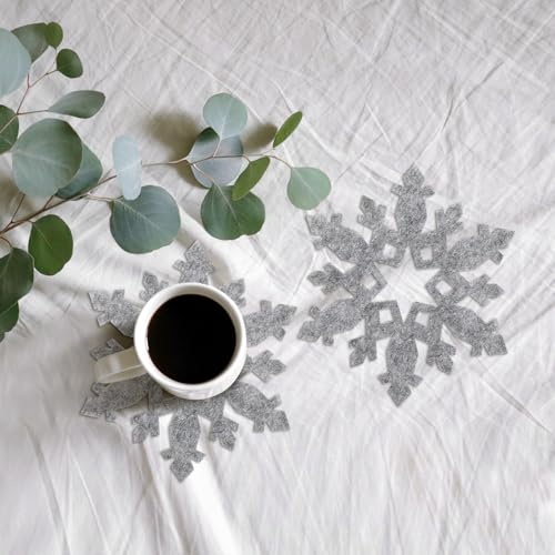 Dessous de verre feutre gris isolant anti-tache pour table de Noël